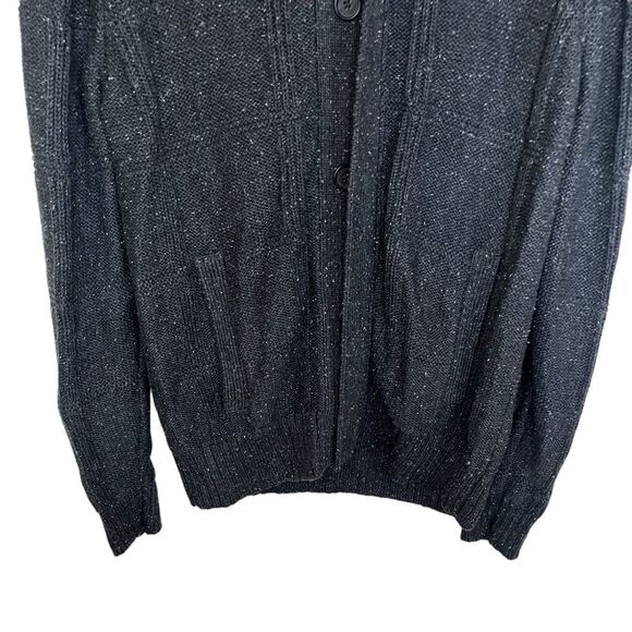 Banana Republic Factory Dark Gray Speckled Knit Wool Full Zip Sweater Large - Picture 5 of 9